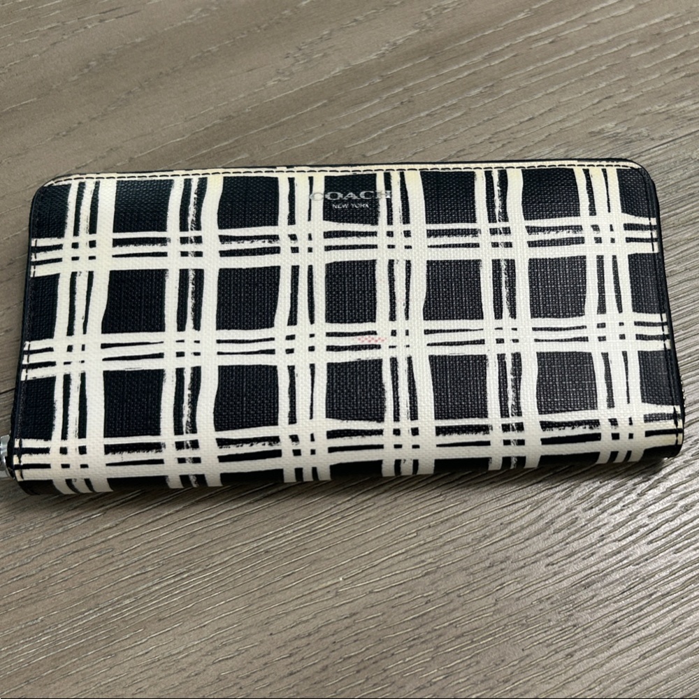 Coach Black and White Checkered Wallet